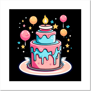 Birthday Cake Illustration Posters and Art